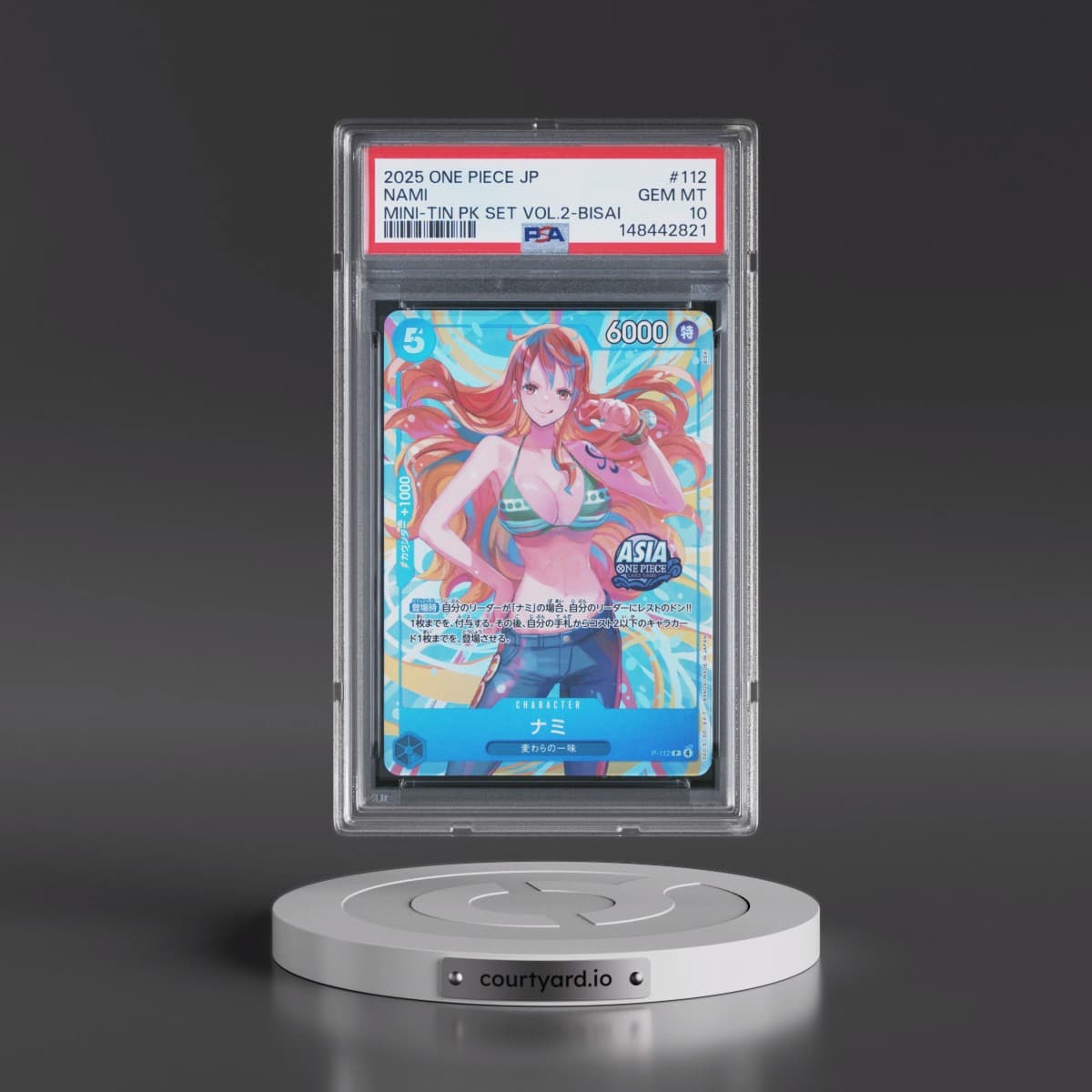 2025 One Piece Japanese Mini-Tin Pack Set Vol.2 #112 Nami - Bisai (PSA 10 GEM MINT)