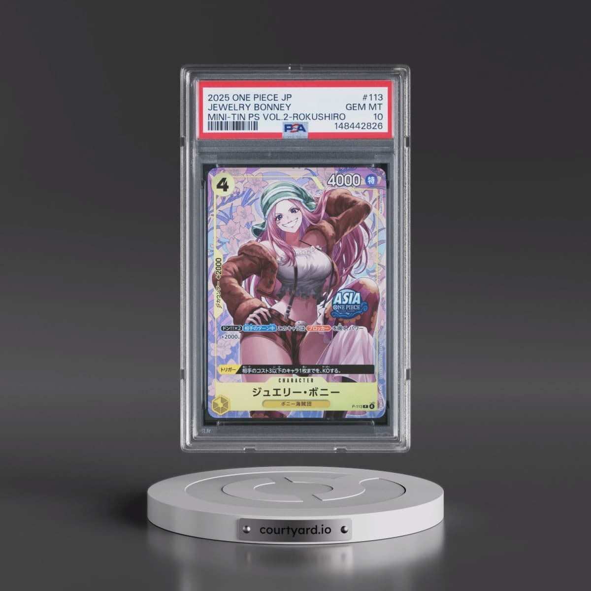 2025 One Piece Japanese Mini-Tin Pack Set Vol.2 #113 Jewelry Bonney - Koushi Rokushiro (PSA 10 GEM MINT)