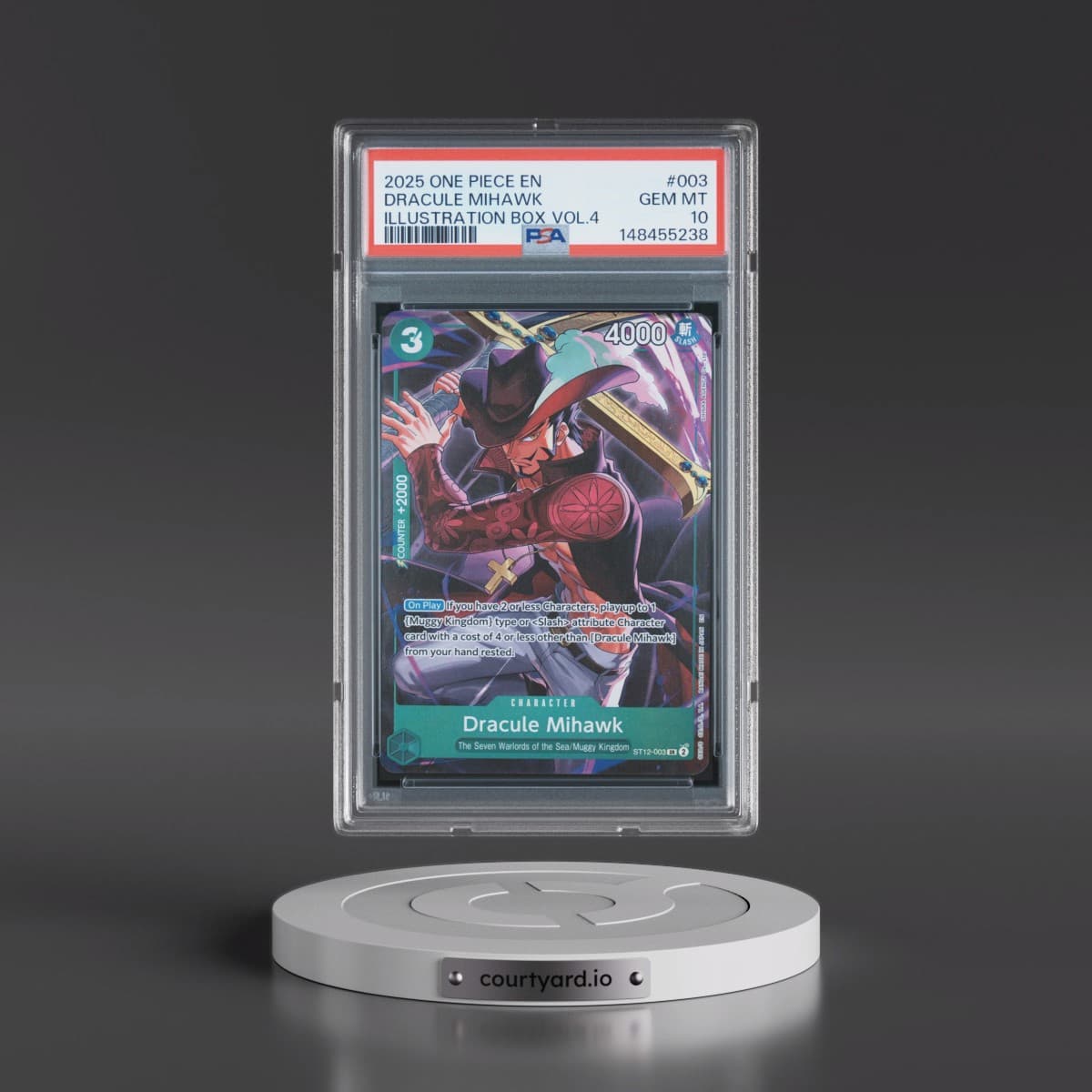 2025 One Piece Promos #003 Dracule Mihawk - Illustration Box Vol.4 (PSA 10 GEM MINT)