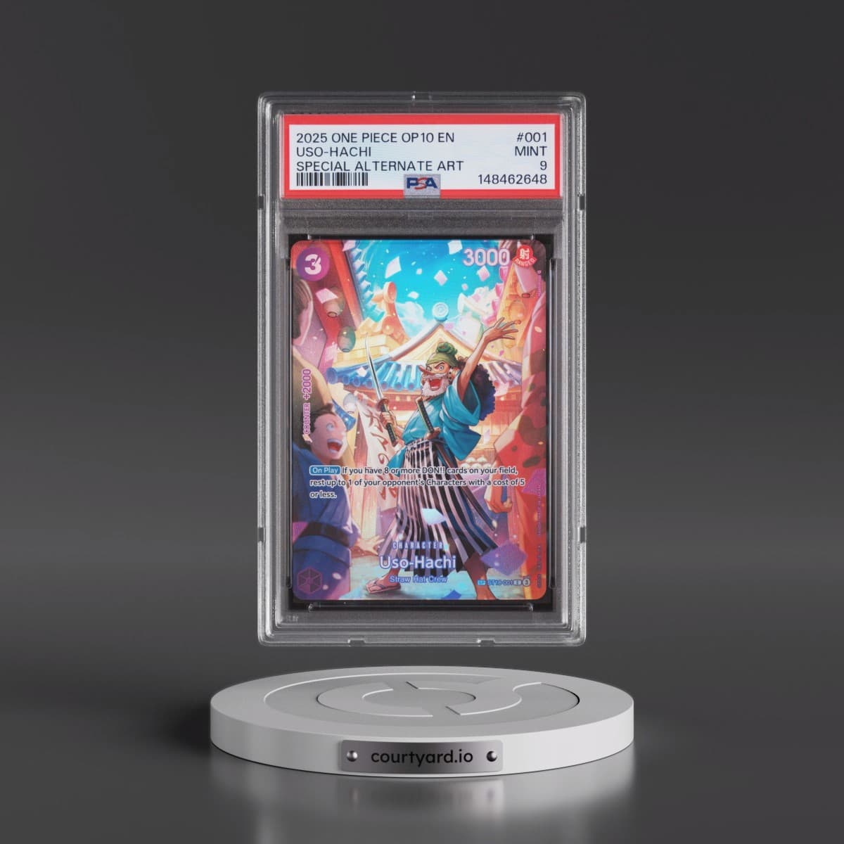 2025 One Piece OP10-Royal Blood #001 Uso-Hachi - Special Alternate Art (PSA 9 MINT)