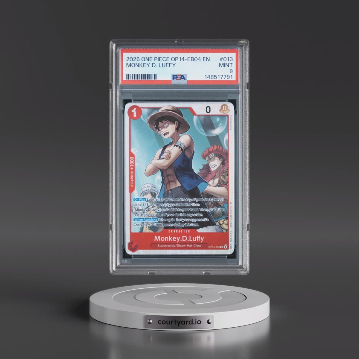 2026 One Piece OP14-EB04-the Azure Sea's Seven #013 Monkey D. Luffy (PSA 9 MINT)
