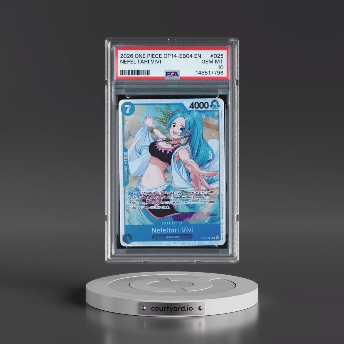 2026 One Piece OP14-EB04-the Azure Sea's Seven #025 Nefeltari Vivi (PSA 10 GEM MINT)
