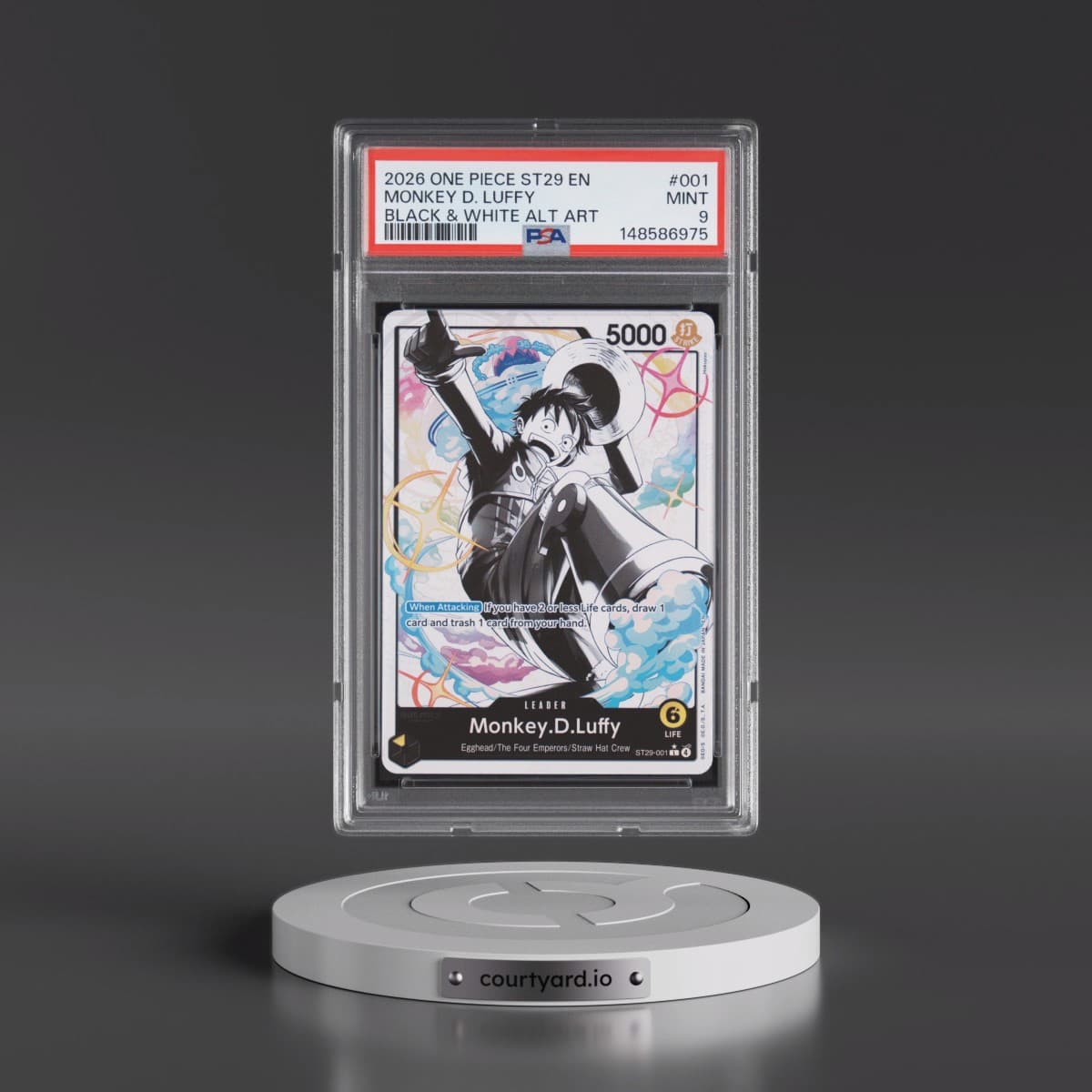 2026 One Piece Starter Deck ST29-Egghead #001 Monkey D. Luffy - Black & White Alternate Art (PSA 9 MINT)