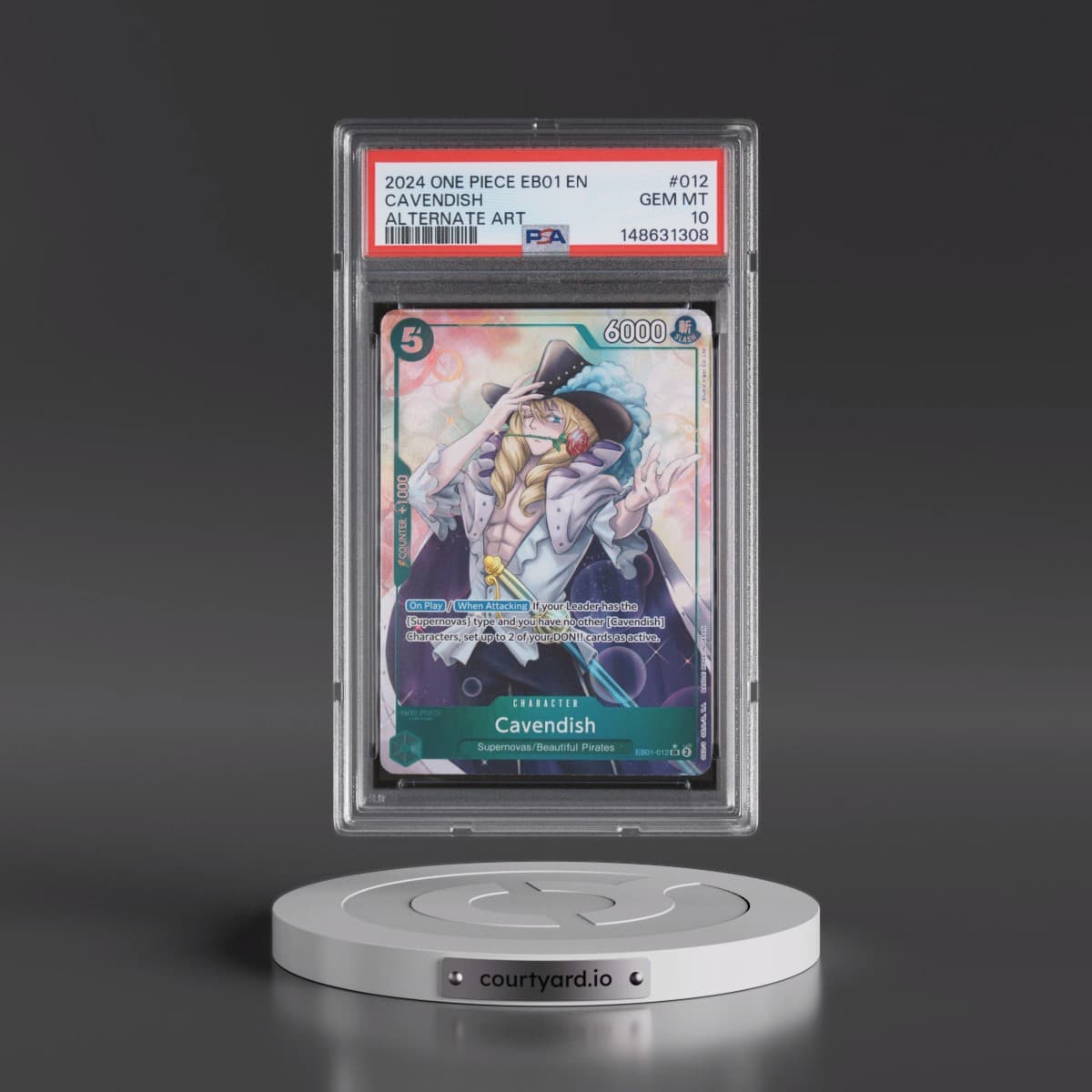 2024 One Piece EB01-Extra Booster -Memorial Collection #012 Cavendish - Alternate Art (PSA 10 GEM MINT)