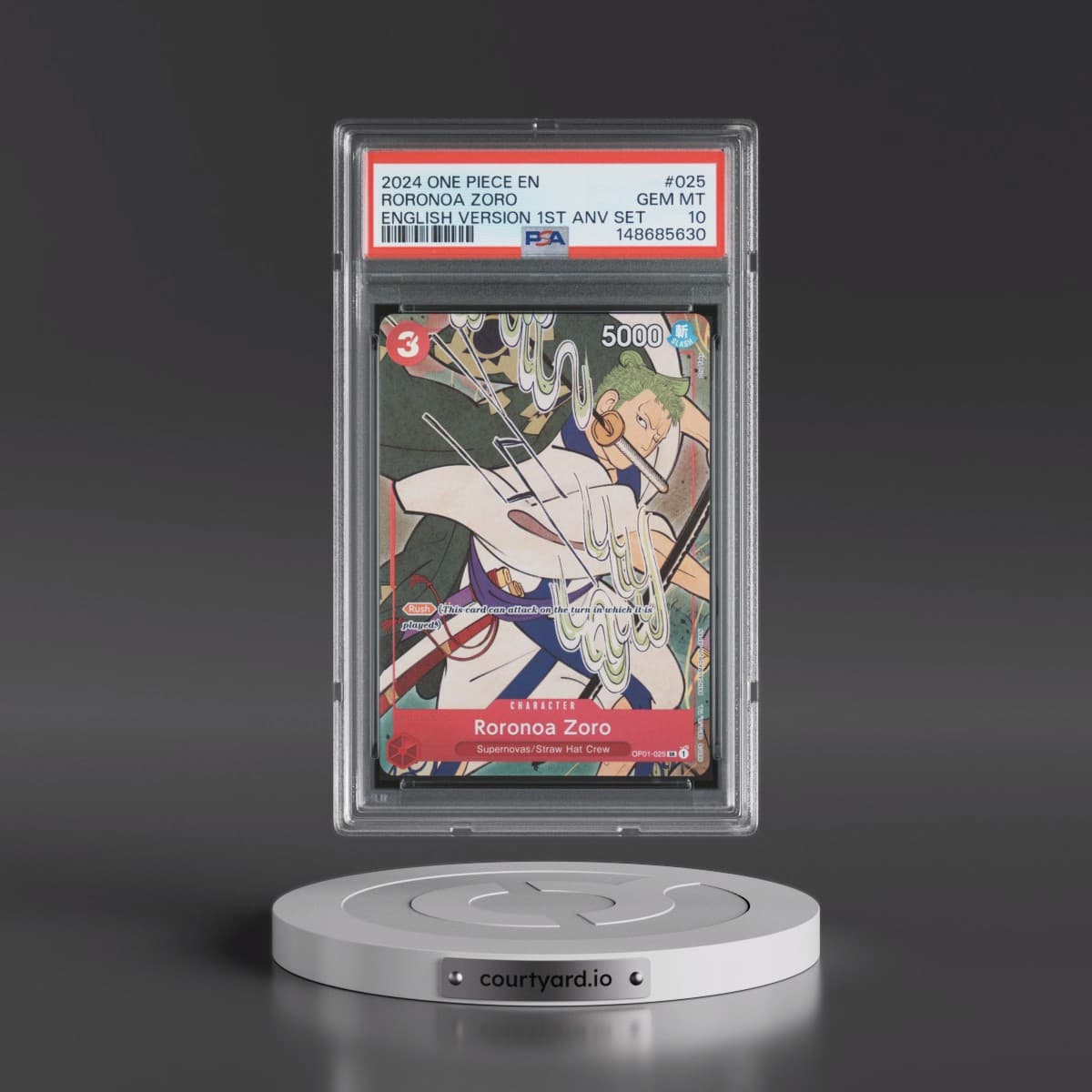 2024 One Piece English Version 1st Anniversary Set #025 Roronoa Zoro (PSA 10 GEM MINT)
