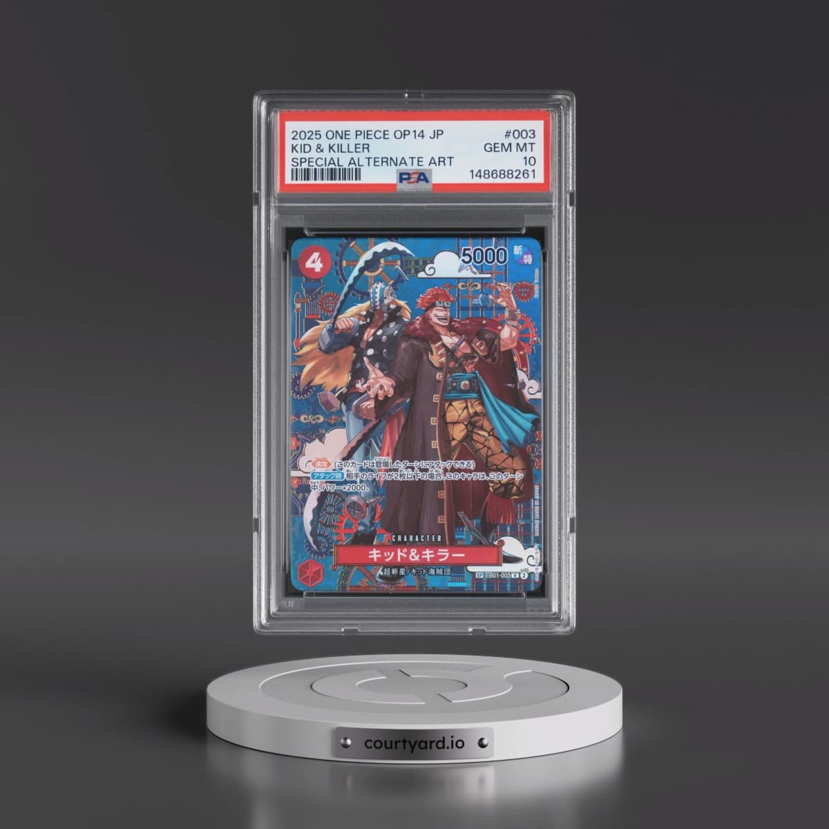 2025 One Piece Japanese OP14-the Azure Sea's Seven #003 Kid & Killer - Special Alternate Art (PSA 10 GEM MINT)