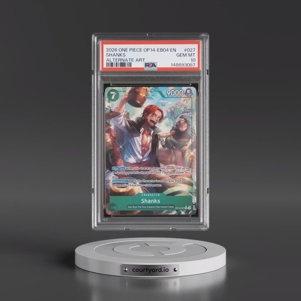 2026 One Piece OP14-EB04-the Azure Sea's Seven #027 Shanks - Alternate Art (PSA 10 GEM MINT)