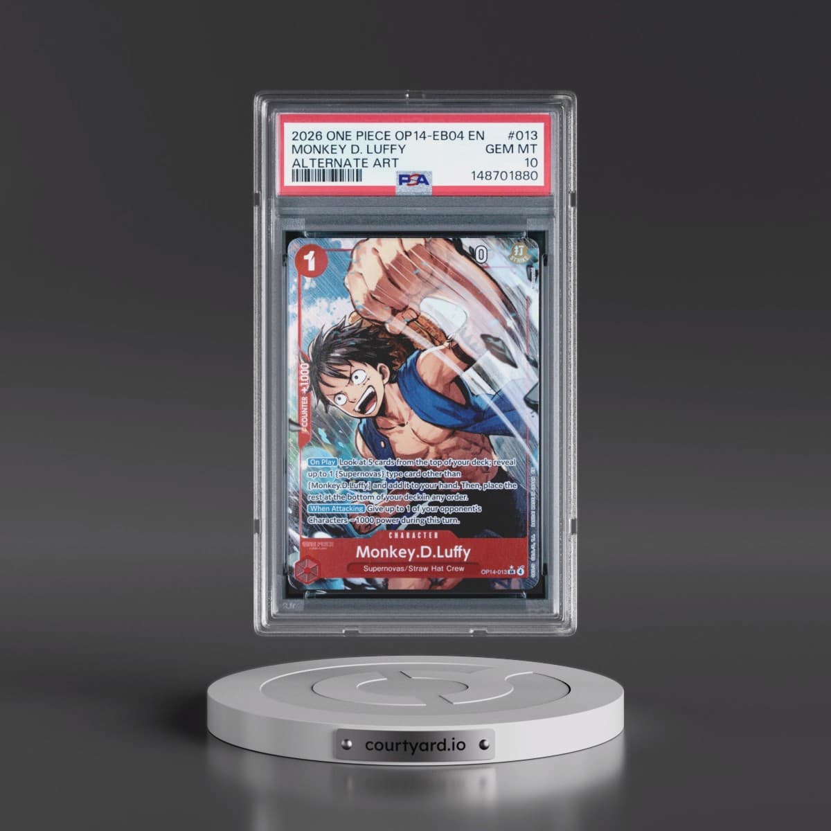 2026 One Piece OP14-EB04-the Azure Sea's Seven #013 Monkey D. Luffy - Alternate Art (PSA 10 GEM MINT)