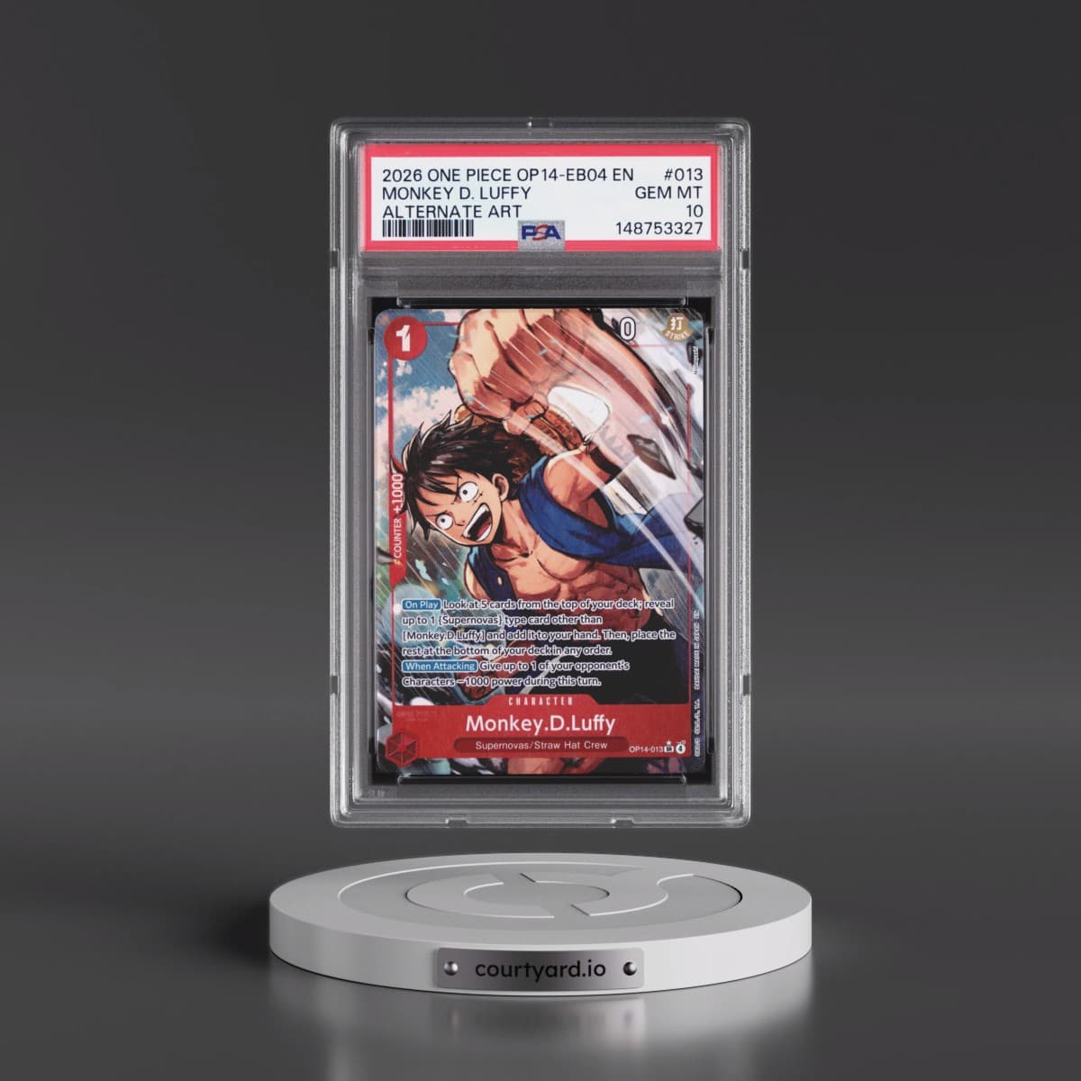 2026 One Piece OP14-EB04-the Azure Sea's Seven #013 Monkey D. Luffy - Alternate Art (PSA 10 GEM MINT)