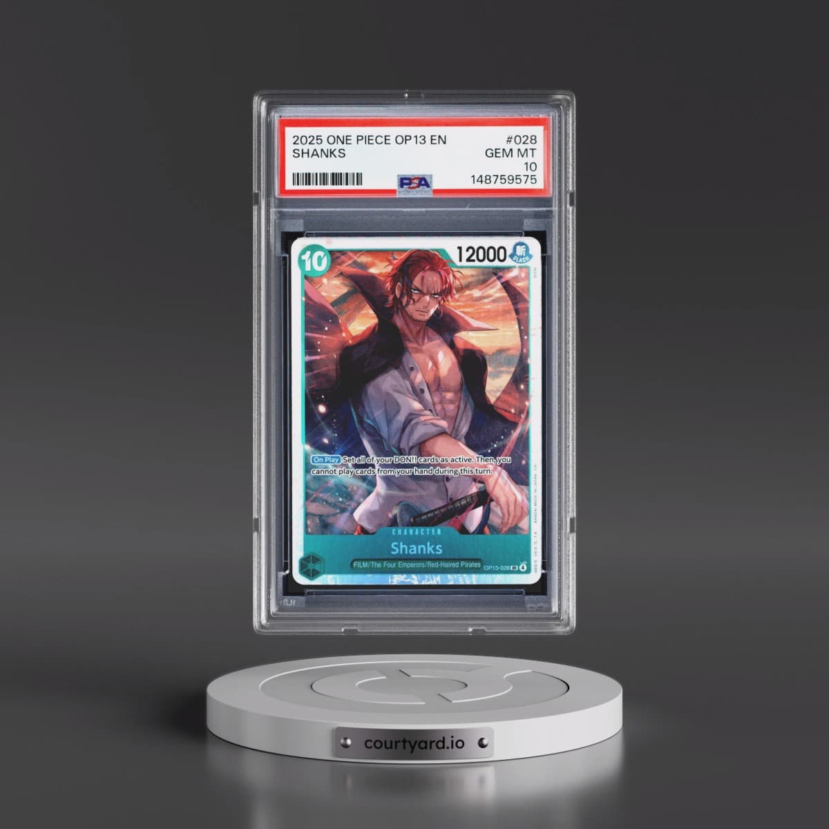 2025 One Piece OP13-Carrying on His Will #028 Shanks (PSA 10 GEM MINT)
