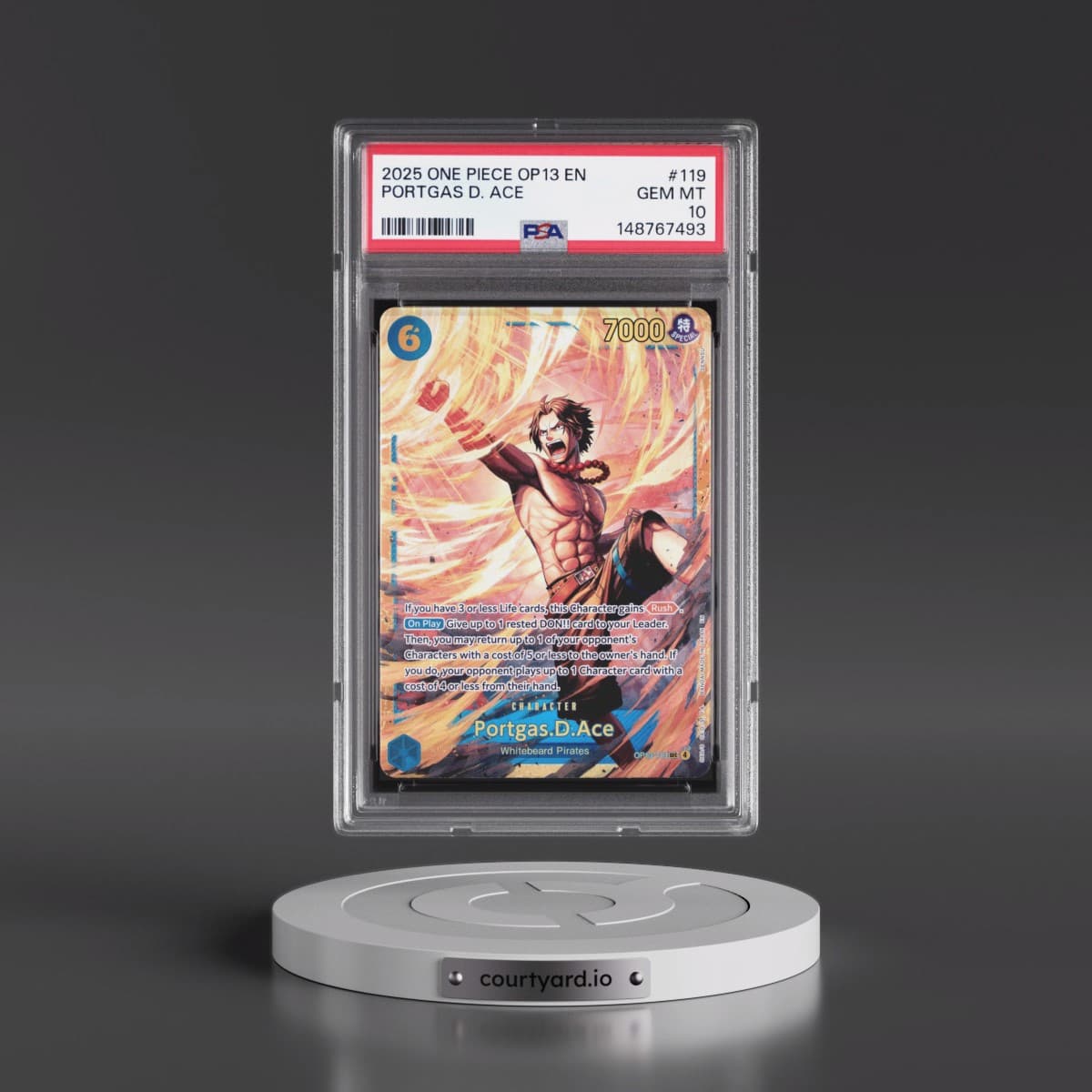 2025 One Piece OP13-Carrying on His Will #119 Portgas D. Ace (PSA 10 GEM MINT)