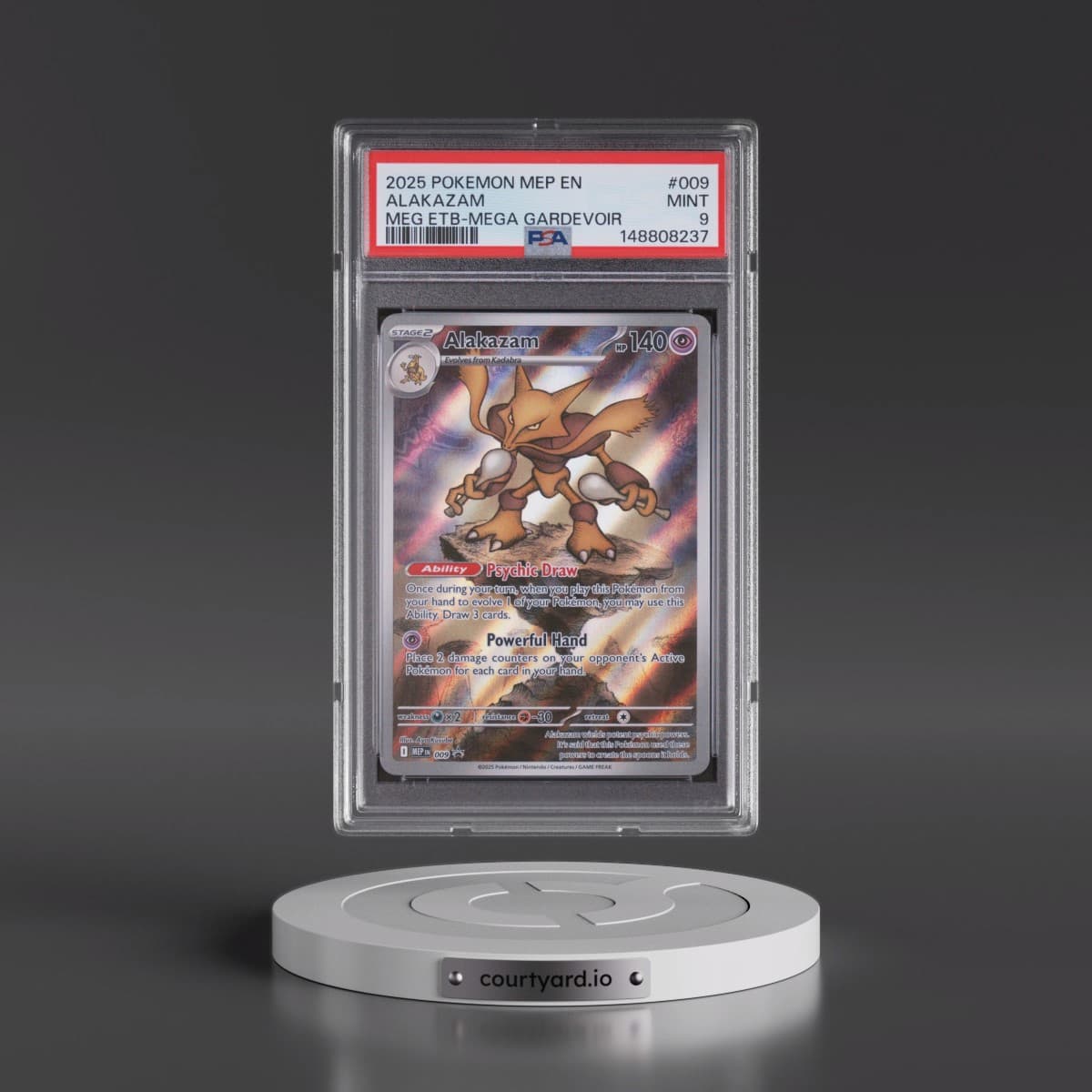 2025 Pokémon Mep EN-Me Black Star Promo #009 Alakazam - Mega Evolution Elite Trainer Box-Mega Gardevoir (PSA 9 MINT)