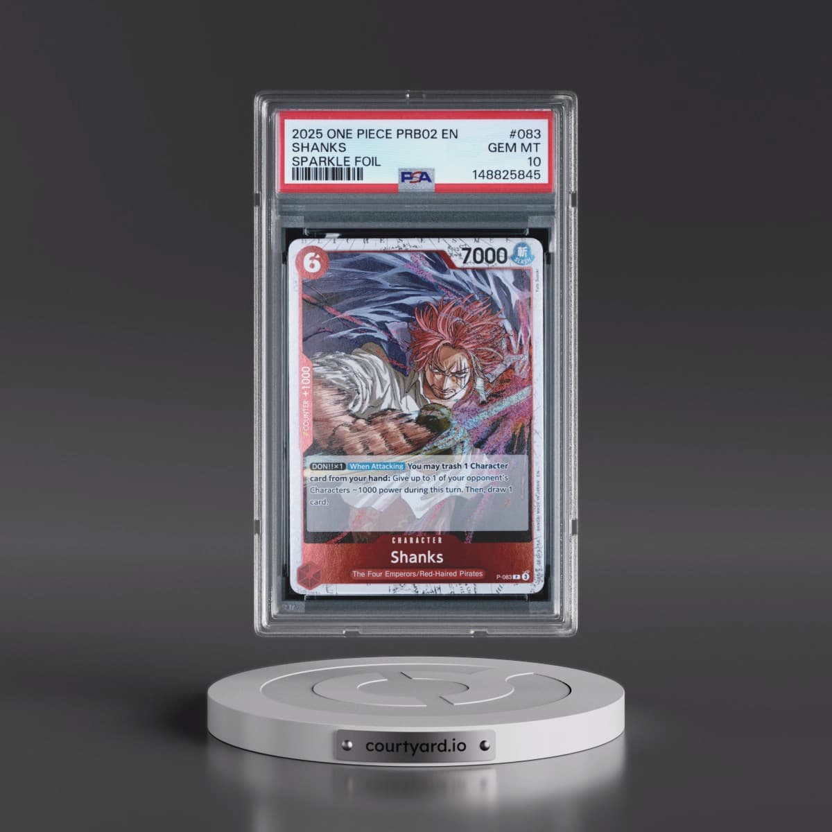 2025 One Piece PRB02-Premium Booster -One Piece Card the Best- Vol.2 #083 Shanks - Sparkle Foil (PSA 10 GEM MINT)