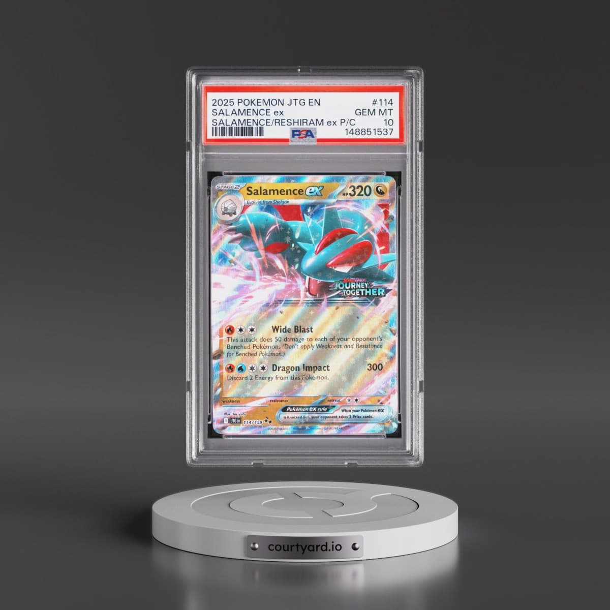 2025 Pokémon Jtg EN-Journey Together #114 Salamence EX - Holo Salamence EX & Reshiram EX Premium Collection (PSA 10 GEM MINT)