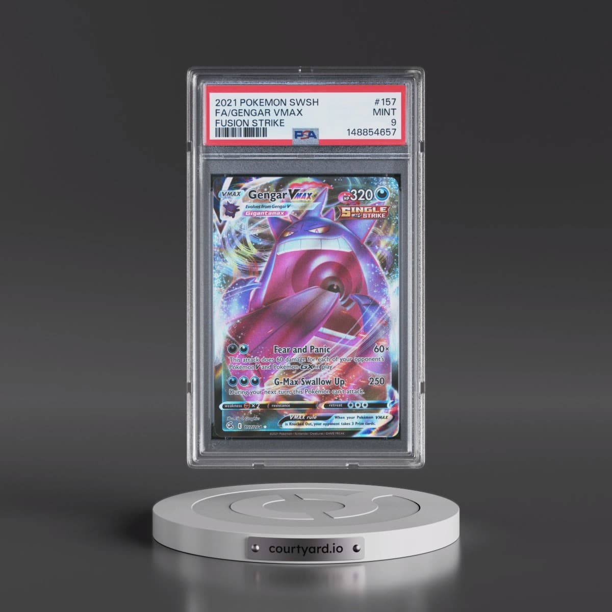 2021 Pokémon Sword & Shield Fusion Strike #157 Gengar Vmax - Full Art (PSA 9 MINT)