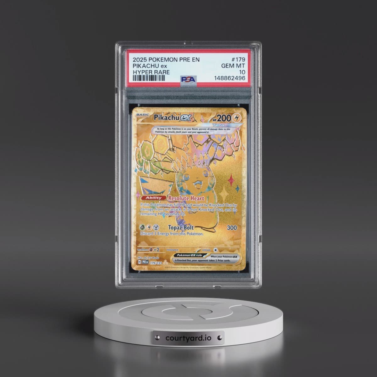 2025 Pokémon Pre EN-Prismatic Evolutions #179 Pikachu EX - Holo Hyper Rare (PSA 10 GEM MINT)