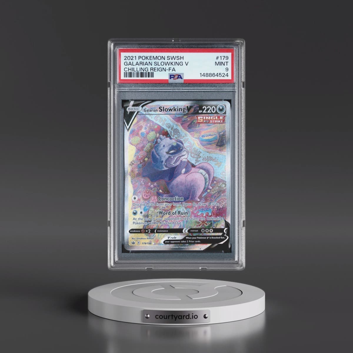 2021 Pokémon Sword & Shield Chilling Reign #179 Galarian Slowking V - Holo Full Art (PSA 9 MINT)