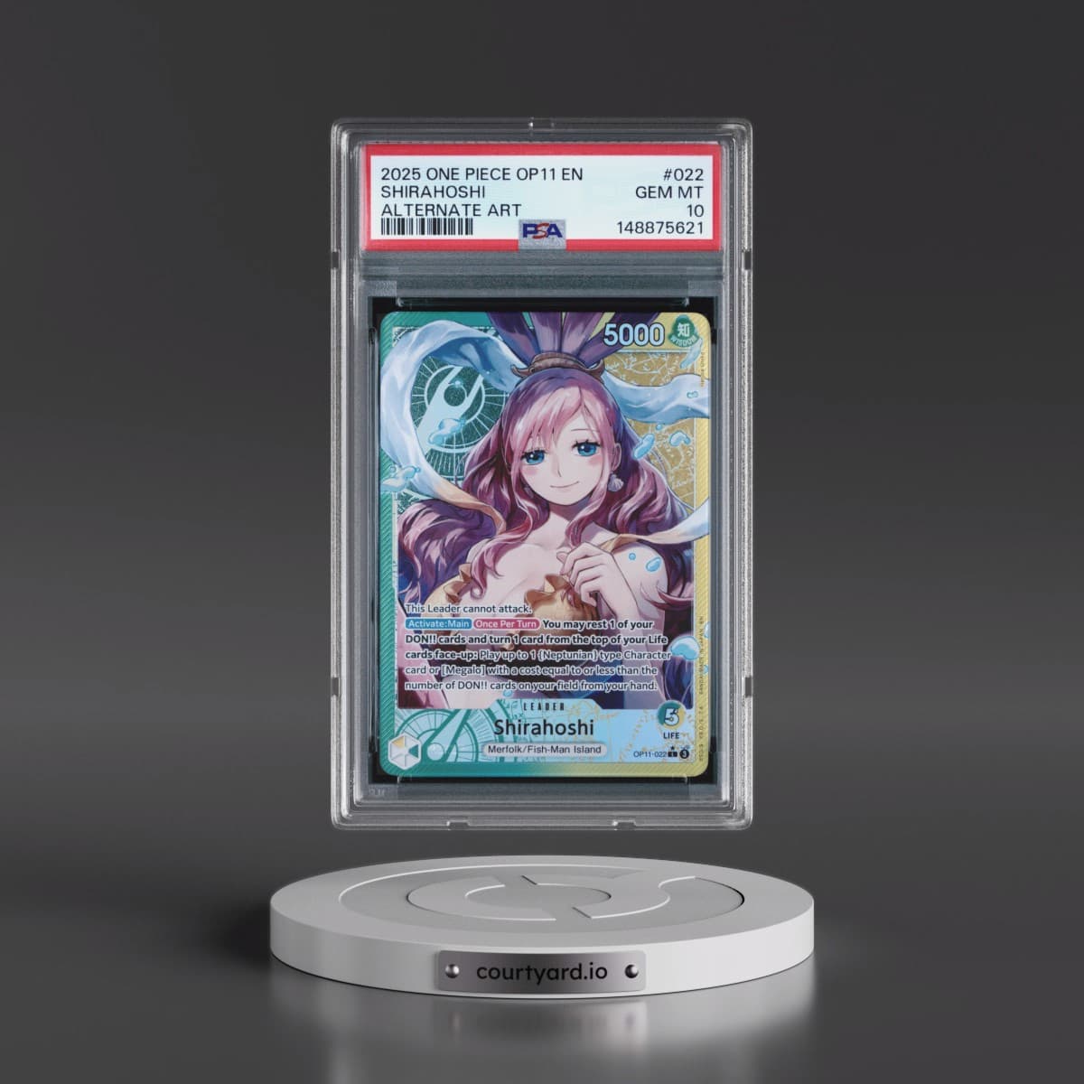 2025 One Piece OP11-A Fist of Divine Speed #022 Shirahoshi - Alternate Art (PSA 10 GEM MINT)