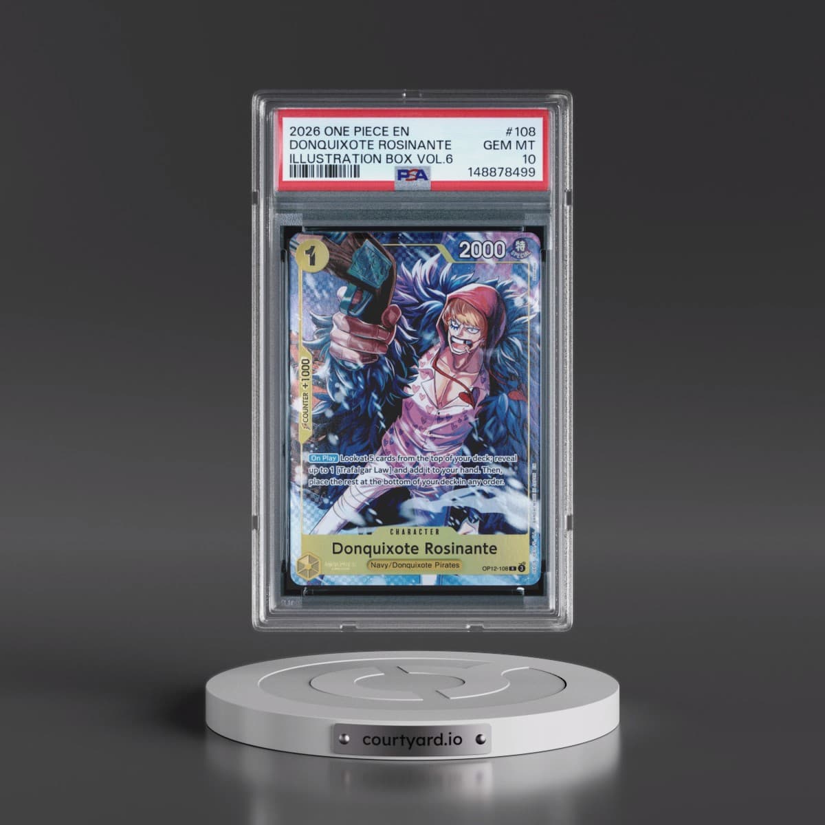 2026 One Piece Promos #108 Donquixote Rosinante - Illustration Box Vol.6 (PSA 10 GEM MINT)