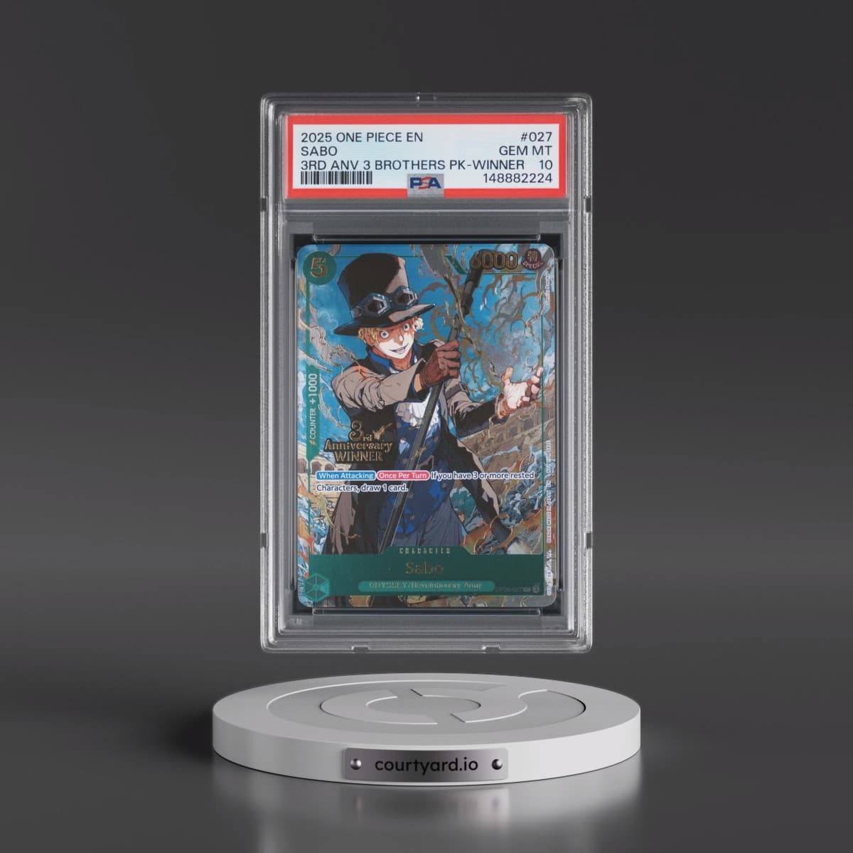 2025 One Piece 3rd Anniversary Tournament 3 Brothers Pack #027 Sabo - Winner (PSA 10 GEM MINT)