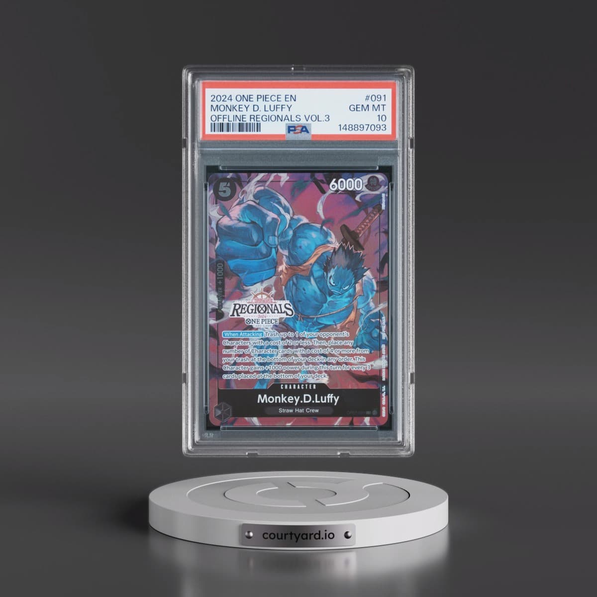 2024 One Piece Offline Regionals Pack 2024 Vol.3 #091 Monkey D. Luffy (PSA 10 GEM MINT)