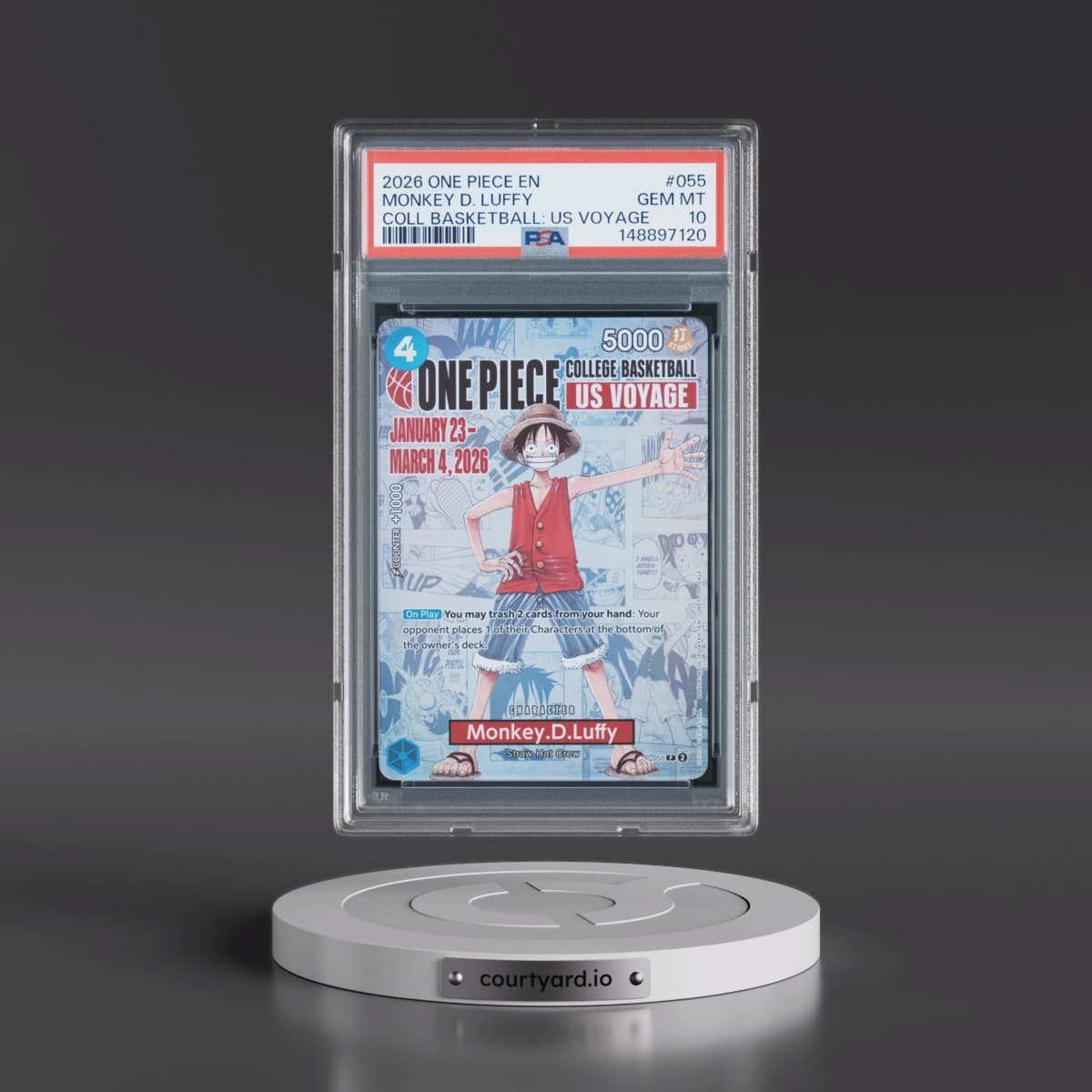 2026 One Piece Promos #055 Monkey D. Luffy - One Piece College Basketball: US Voyage (PSA 10 GEM MINT)