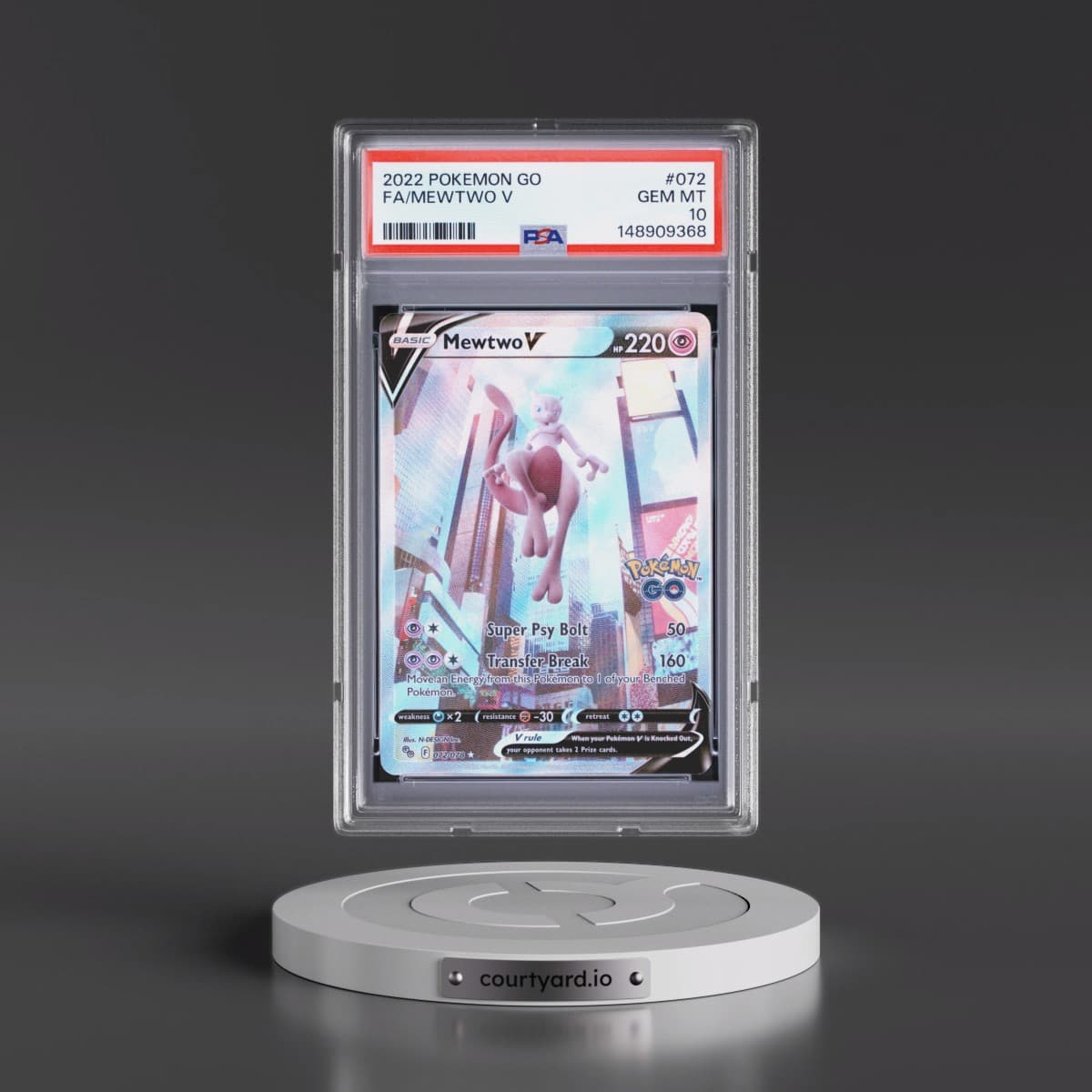 2022 Pokémon Go #072 Mewtwo V - Holo Full Art (PSA 10 GEM MINT)