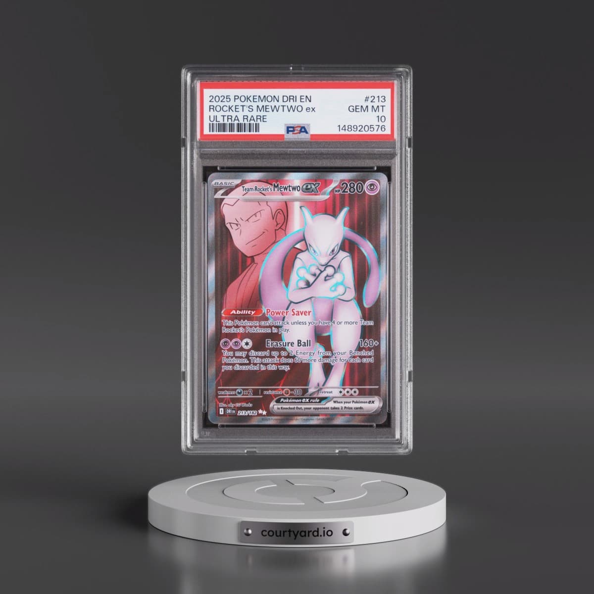 2025 Pokémon Dri EN-Destined Rivals #213 Team Rocket's Mewtwo EX - Holo Ultra Rare (PSA 10 GEM MINT)