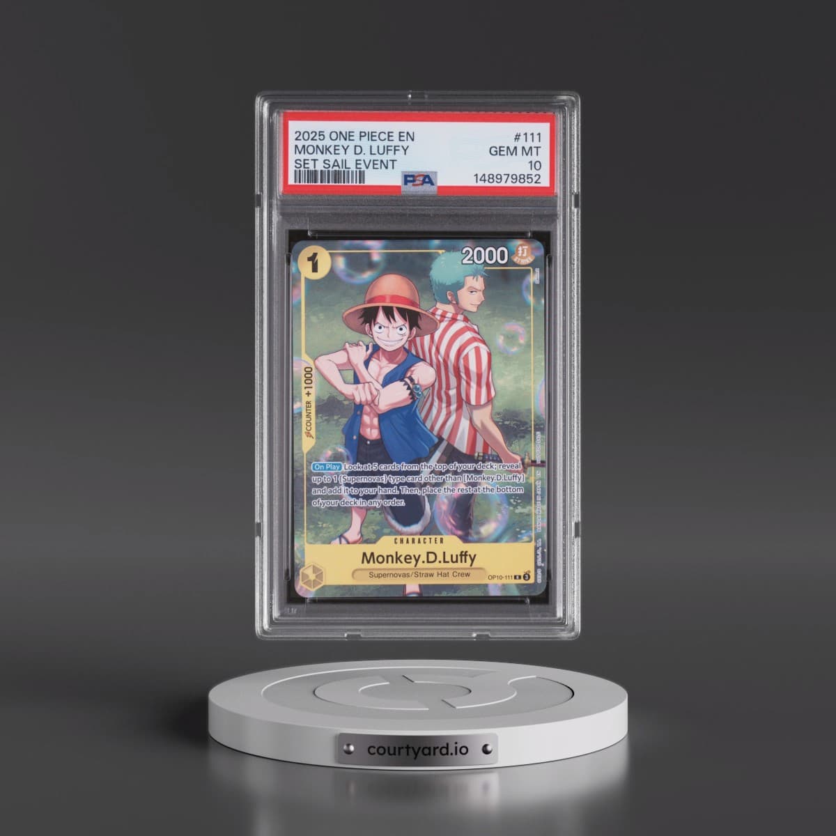 2025 One Piece Promos #111 Monkey D. Luffy - Set Sail Event (PSA 10 GEM MINT)