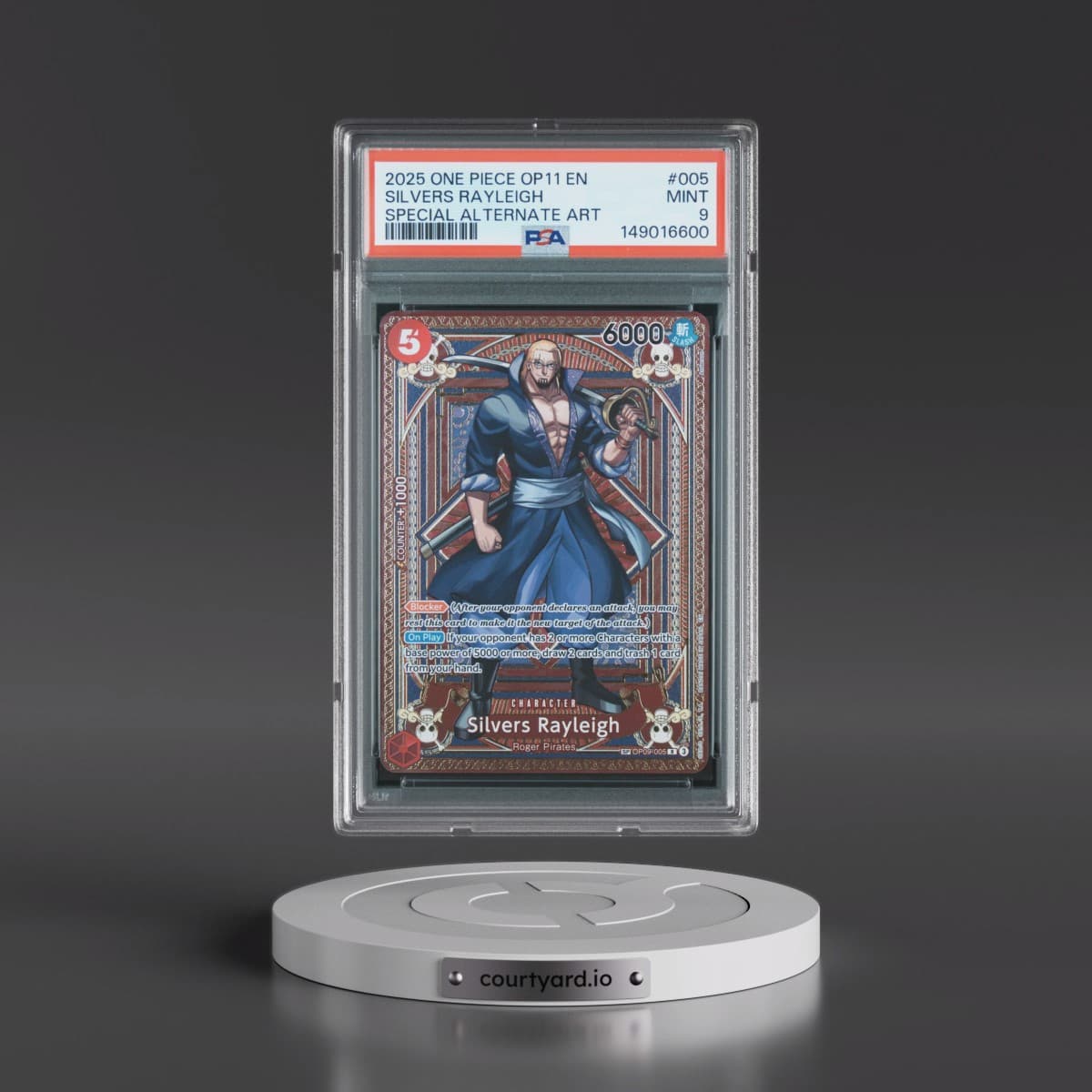 2025 One Piece OP11-A Fist of Divine Speed #005 Silvers Rayleigh - Special Alternate Art (PSA 9 MINT)