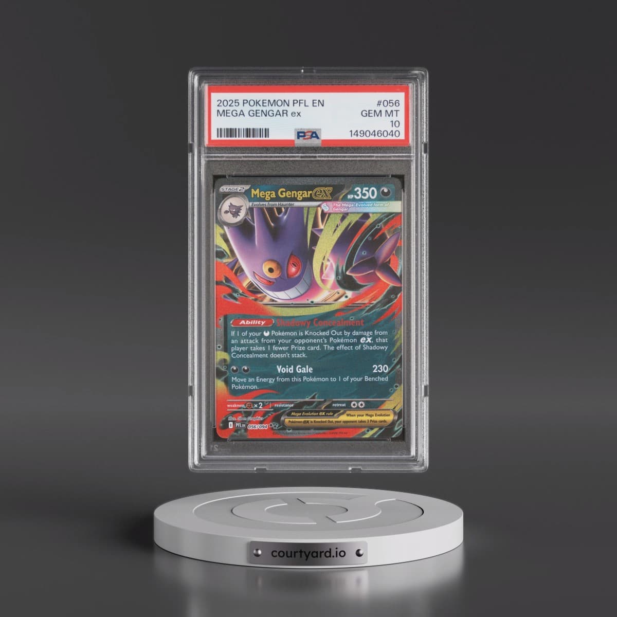 2025 Pokémon Pfl EN-Phantasmal Flames #056 Mega Gengar EX - Holo (PSA 10 GEM MINT)