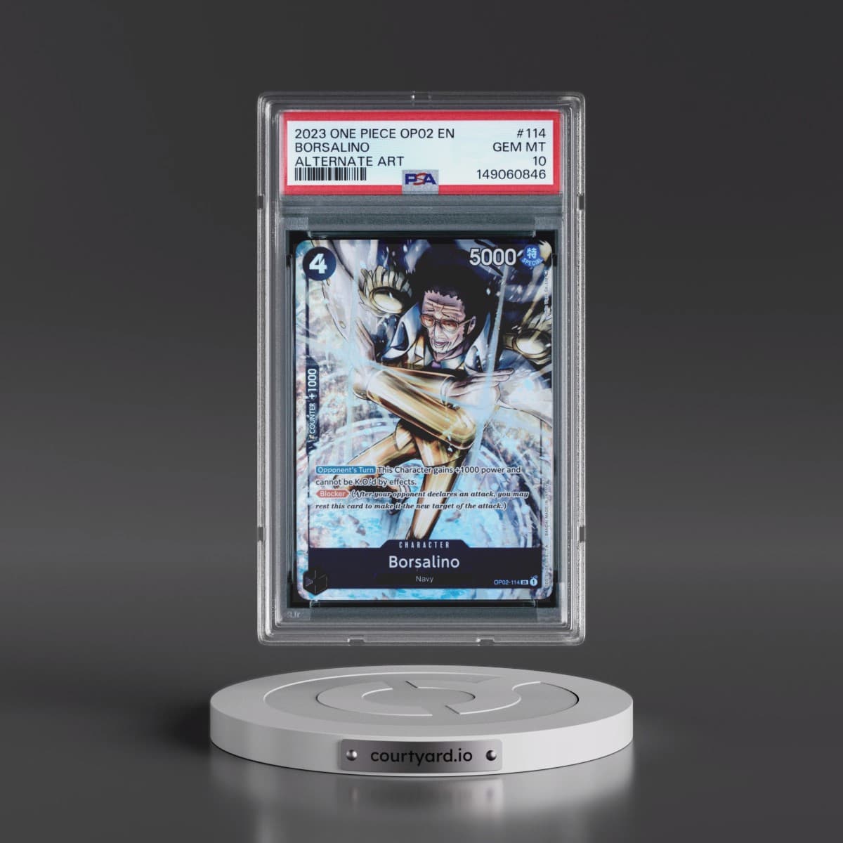 2023 One Piece OP02-Paramount War #114 Borsalino - Alternate Art (PSA 10 GEM MINT)