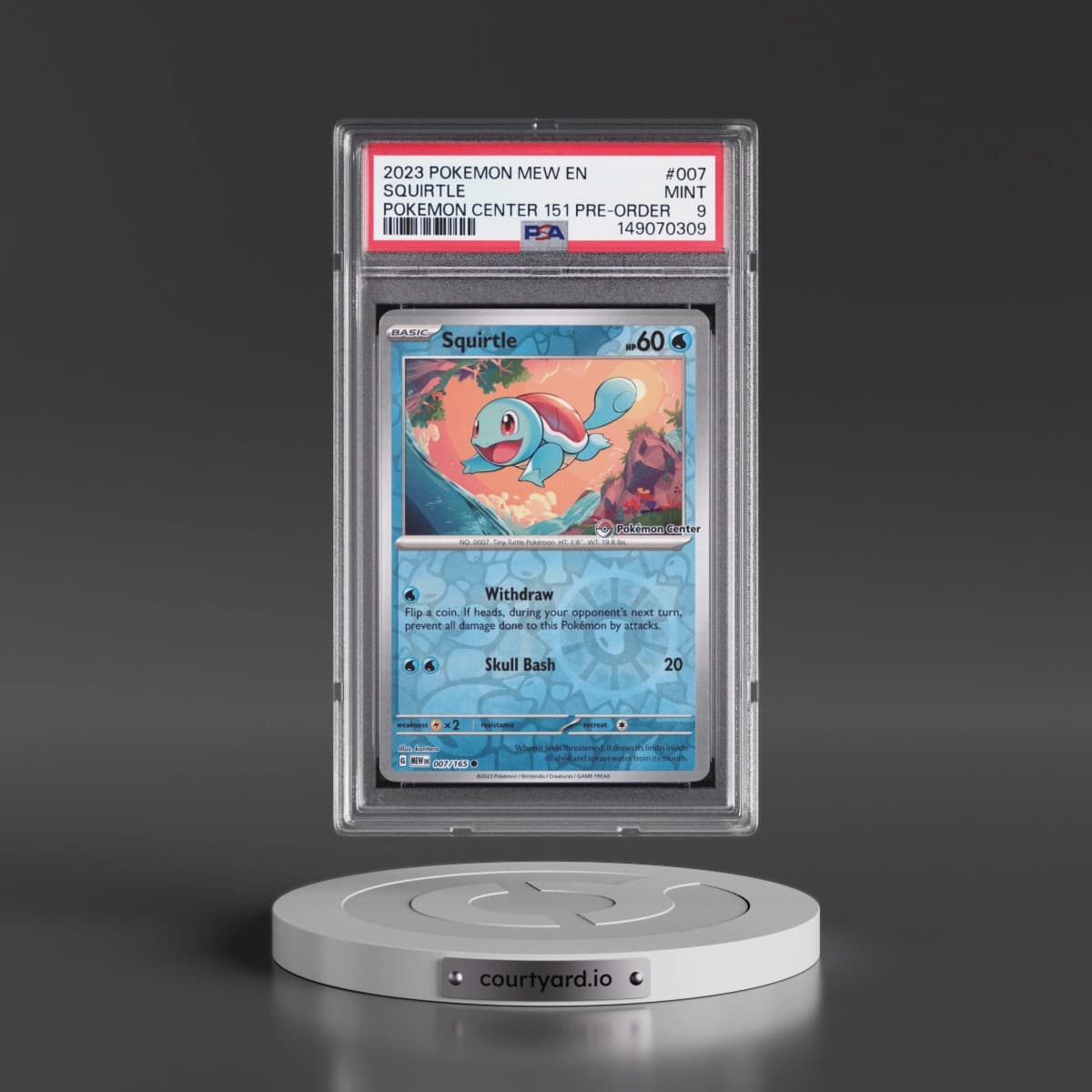 2023 Pokémon Mew EN-151 #007 Squirtle - Pokemon Center 151 Pre-Order Promo (PSA 9 MINT)