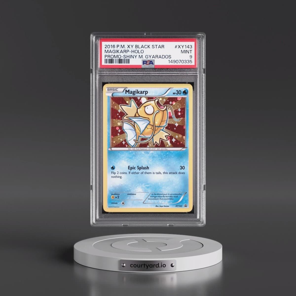 2016 Pokémon XY Black Star Promo #XY143 Magikarp - Holo Shiny Mega Gyarados (PSA 9 MINT)