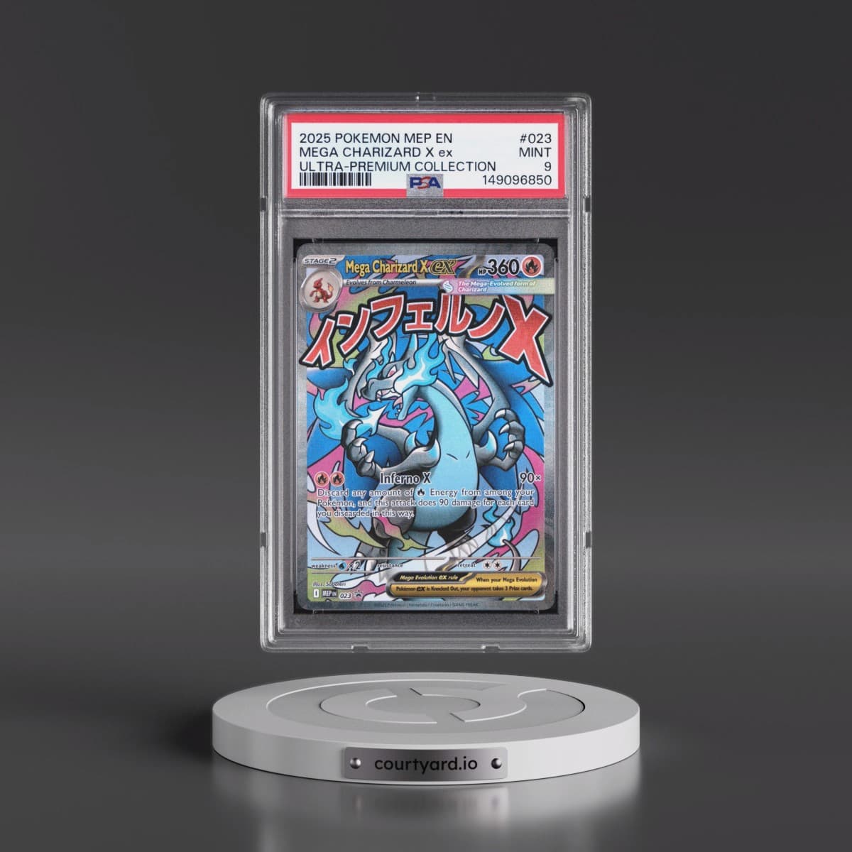 2025 Pokémon Mep EN-Me Black Star Promo #023 Mega Charizard X EX - Holo Mega Charizard X EX Ultra-Premium Collection (PSA 9 MINT)