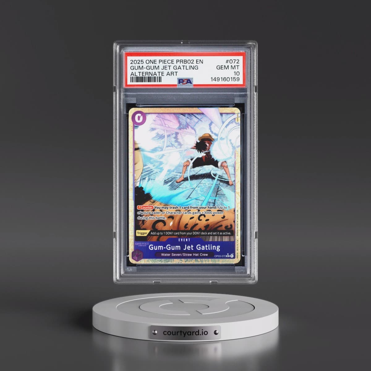 2025 One Piece PRB02-Premium Booster -One Piece Card the Best- Vol.2 #072 Gum-Gum Jet Gatling - Alternate Art (PSA 10 GEM MINT)