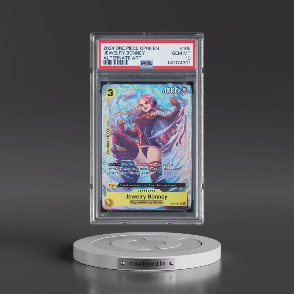 2024 One Piece OP08-Two Legends #105 Jewelry Bonney - Alternate Art (PSA 10 GEM MINT)