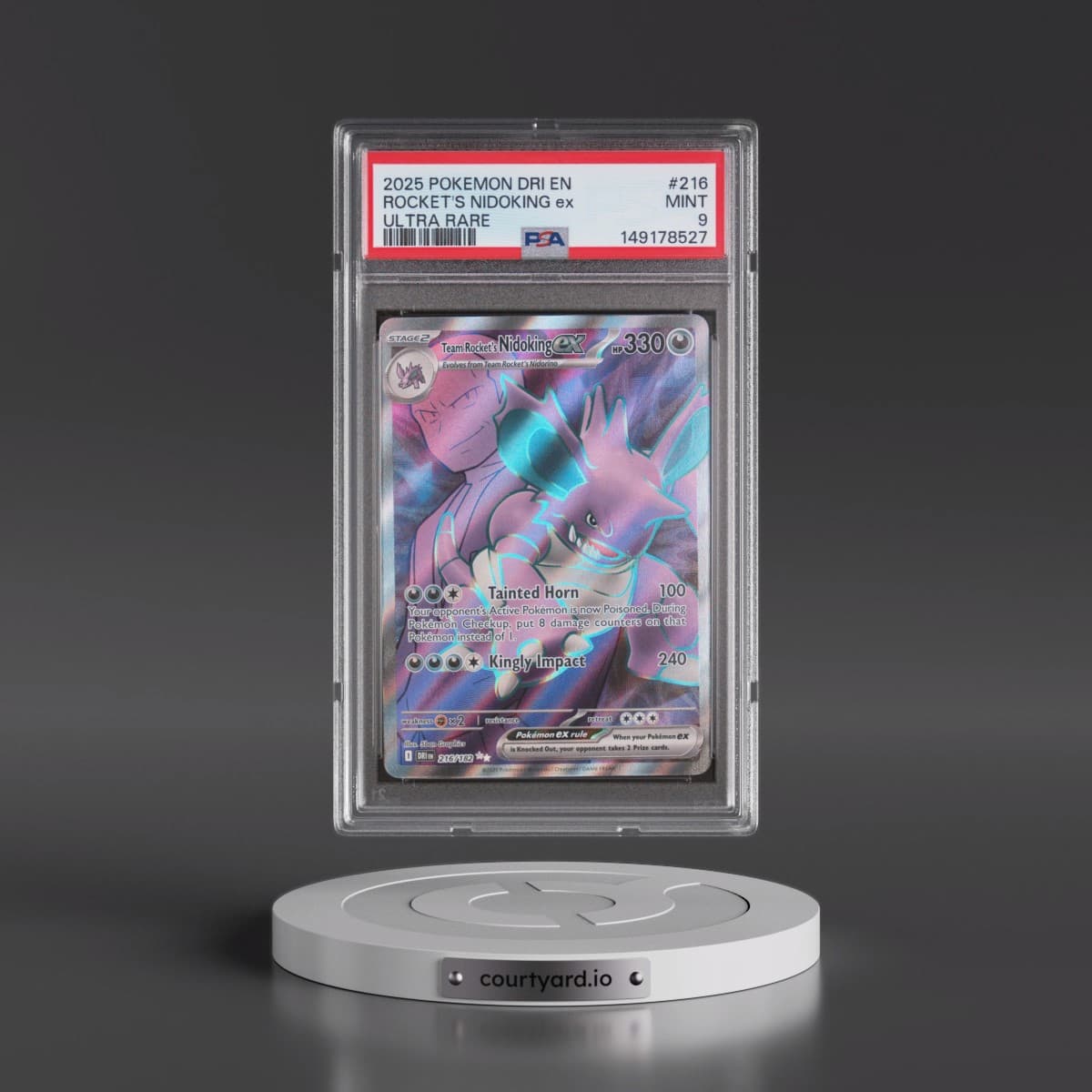 2025 Pokémon Dri EN-Destined Rivals #216 Team Rocket's Nidoking EX - Holo Ultra Rare (PSA 9 MINT)