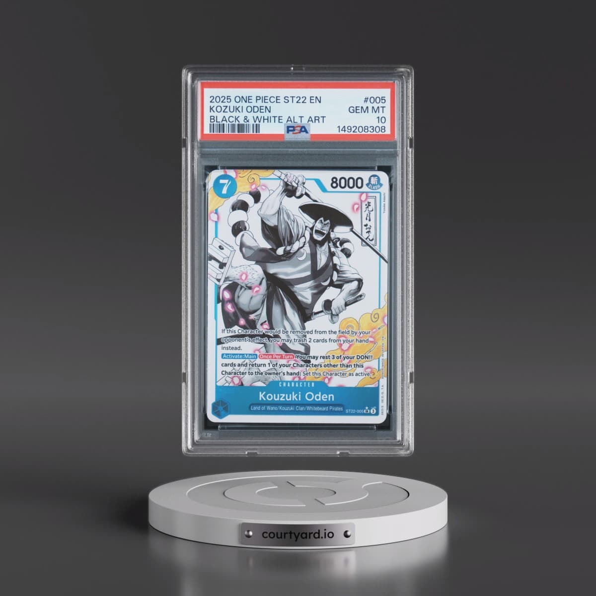 2025 One Piece Starter Deck ST22-Ace & Newgate #005 Kozuki Oden - Black & White Alternate Art (PSA 10 GEM MINT)