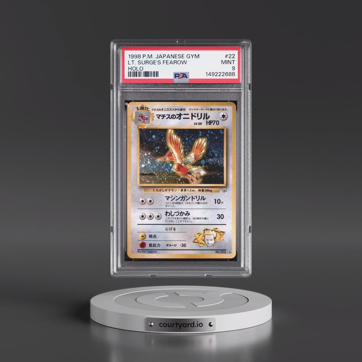 1998 Pokémon Gym #22 LT. Surge's Fearow - Holo (PSA 9 MINT)