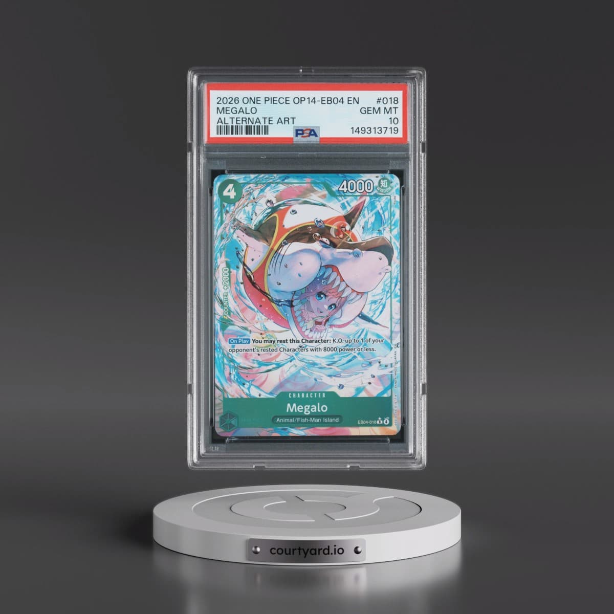 2026 One Piece OP14-EB04-the Azure Sea's Seven #018 Megalo - Alternate Art (PSA 10 GEM MINT)