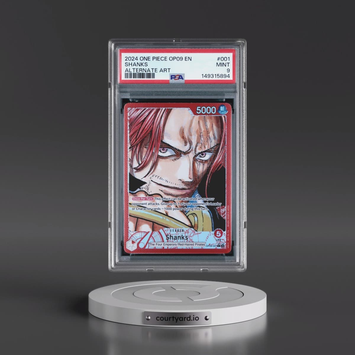 2024 One Piece OP09-Emperors in the New World #001 Shanks - Alternate Art (PSA 9 MINT)