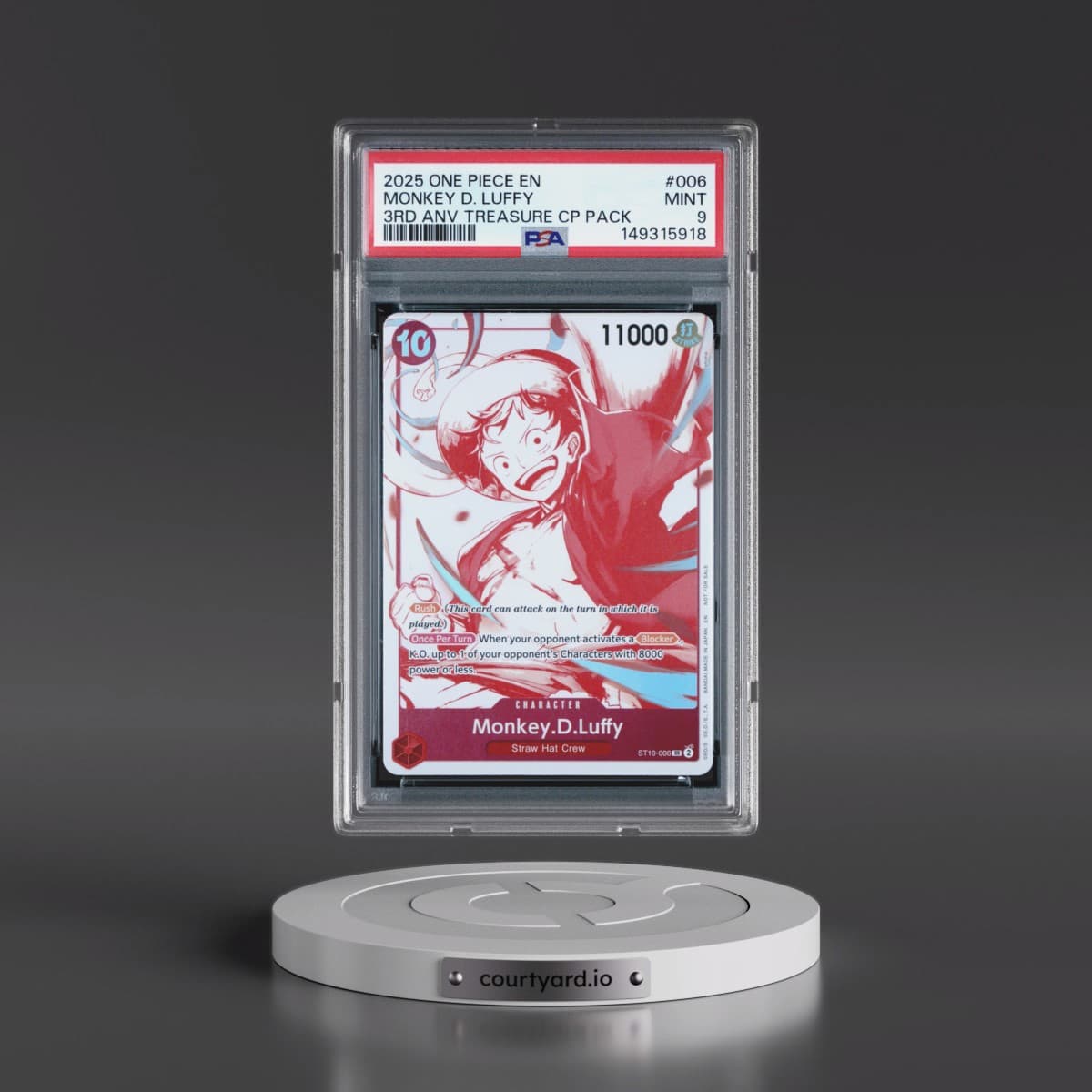 2025 One Piece 3rd Anniversary! One Piece Card Treasure Campaign Pack #006 Monkey D. Luffy (PSA 9 MINT)