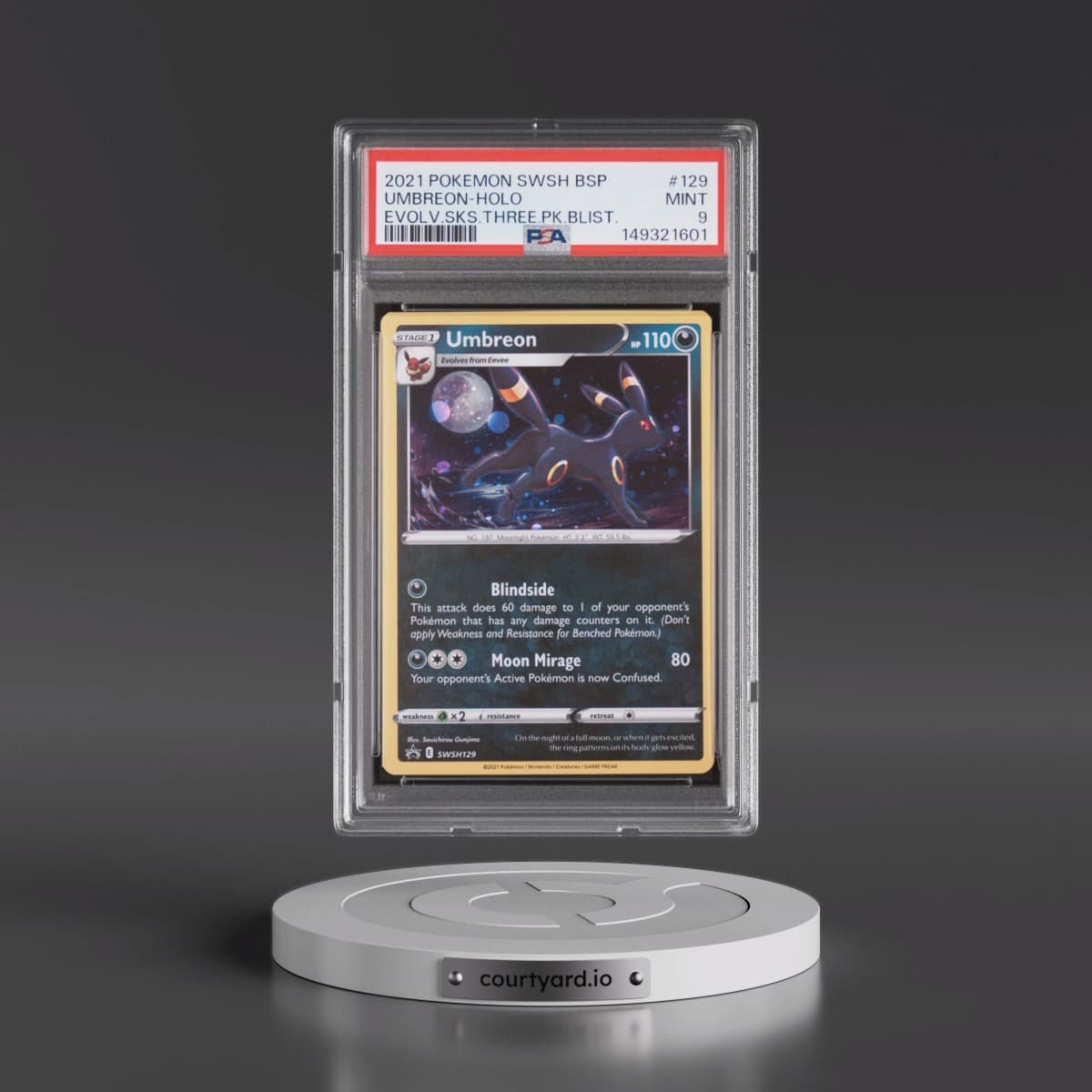 2021 Pokémon Swsh Black Star Promo #129 Umbreon - Holo Evolving Skies Three Pack Blisters (PSA 9 MINT)