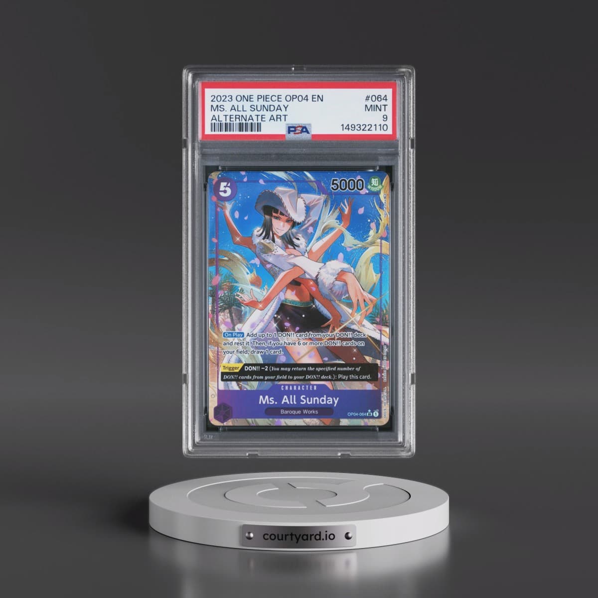 2023 One Piece OP04-Kingdoms of Intrigue #064 MS. All Sunday - Alternate Art (PSA 9 MINT)