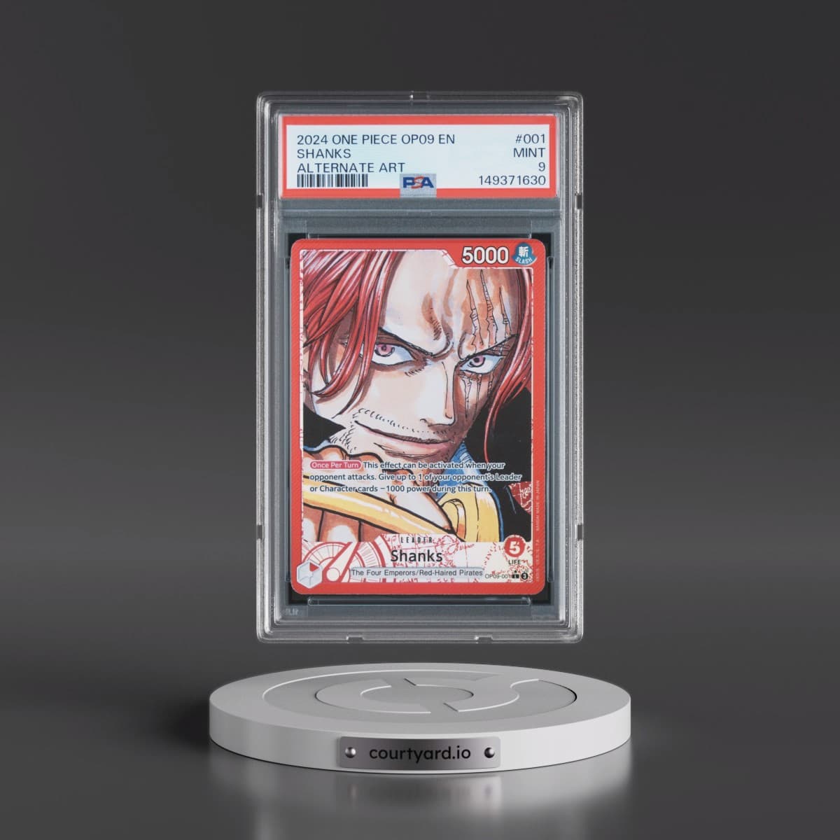 2024 One Piece OP09-Emperors in the New World #001 Shanks - Alternate Art (PSA 9 MINT)