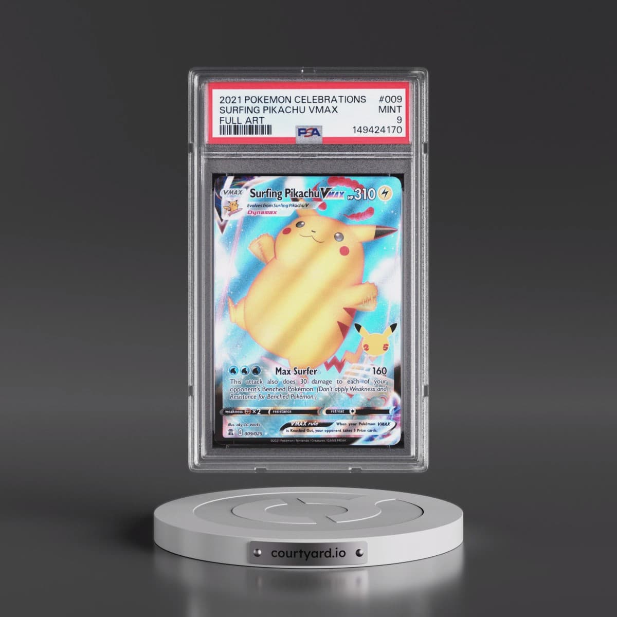2021 Pokémon Celebrations #009 Surfing Pikachu Vmax - Full Art (PSA 9 MINT)