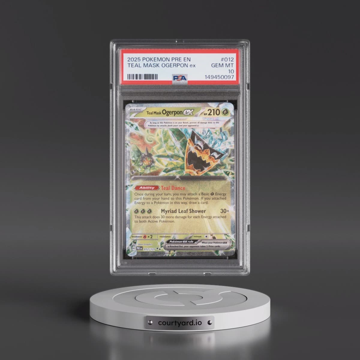 2025 Pokémon Pre EN-Prismatic Evolutions #012 Teal Mask Ogerpon EX - Holo (PSA 10 GEM MINT)