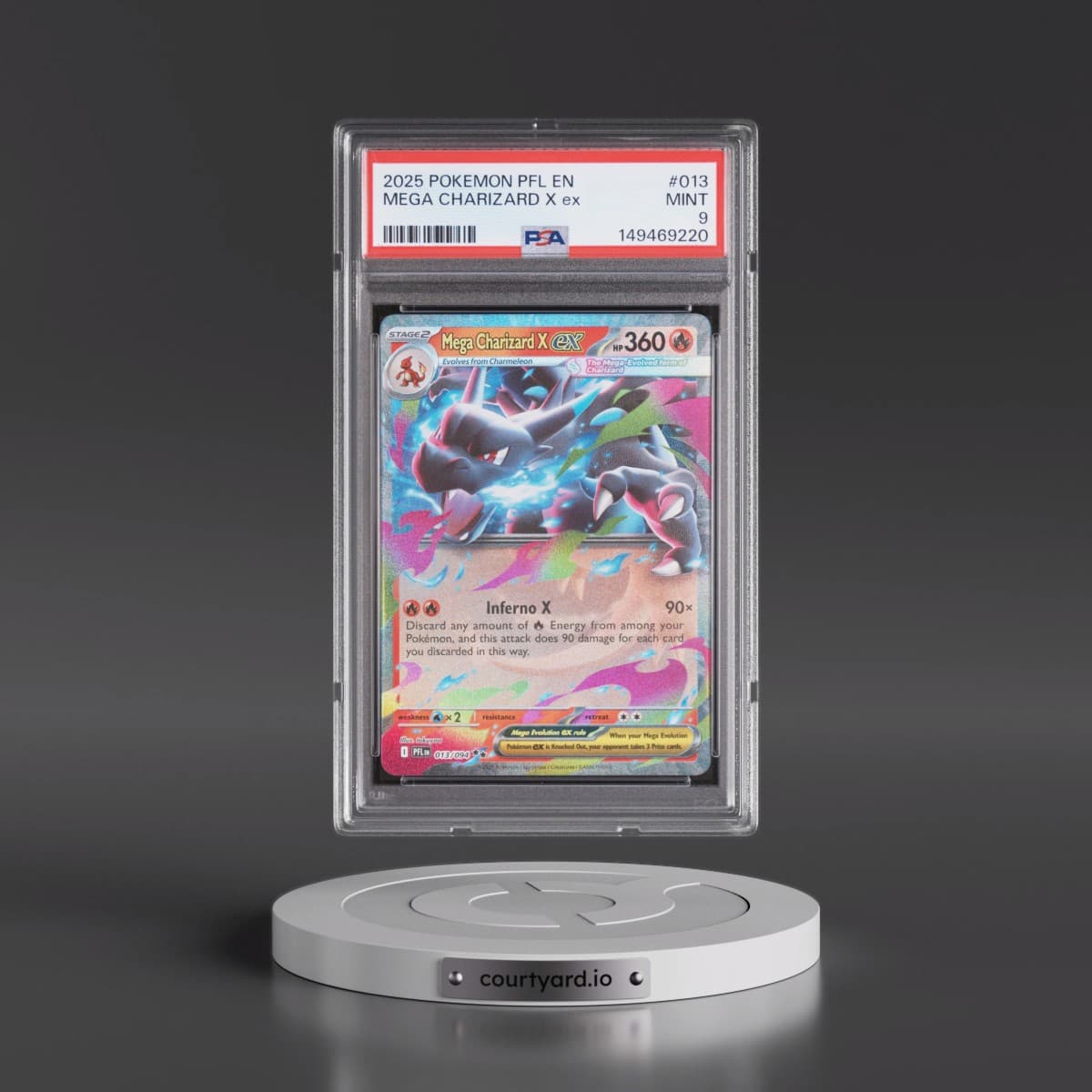 2025 Pokémon Pfl EN-Phantasmal Flames #013 Mega Charizard X EX - Holo (PSA 9 MINT)