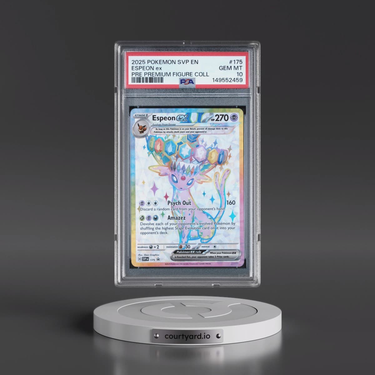 2025 Pokémon Svp EN-SV Black Star Promo #175 Espeon EX - Holo Prismatic Evolutions Premium Figure Collection (PSA 10 GEM MINT)